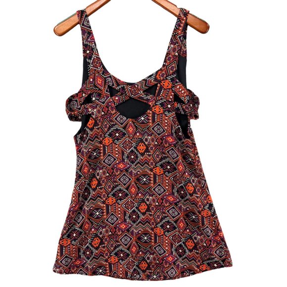 Tobi Mini Tank Dress Red Burgundy Aztec Print Boho Sleeveless Pullover Size M - Picture 13 of 14